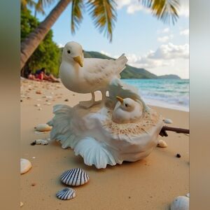 Elegant White Bird Figurine Fine Bone China